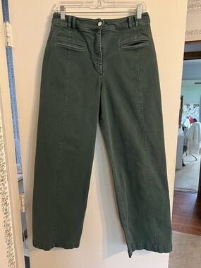 Maeve Dark Green Wide-Leg Pants